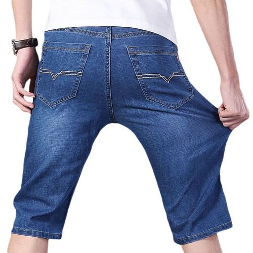 Denim Shorts Mens Five-point Pants Thin Loose Straight Pant