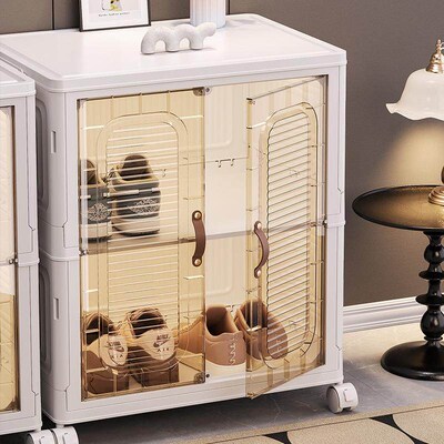 Portable Storage Cabinet with Transparent Dust-Proof Shoe Bo