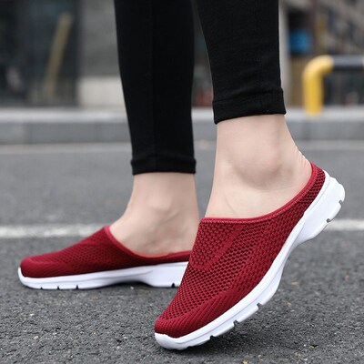 Mens Shoes rendy Fly Woven Net Heeled Foot Half-support Ult