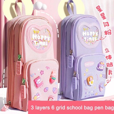 1pcs Kawaii Pencil Cases Large Capacity Canvas Pencil Bag Po