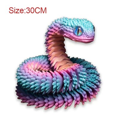 3D Printed Snake Movable Joint Fidget Toy Figurine Simulatio
