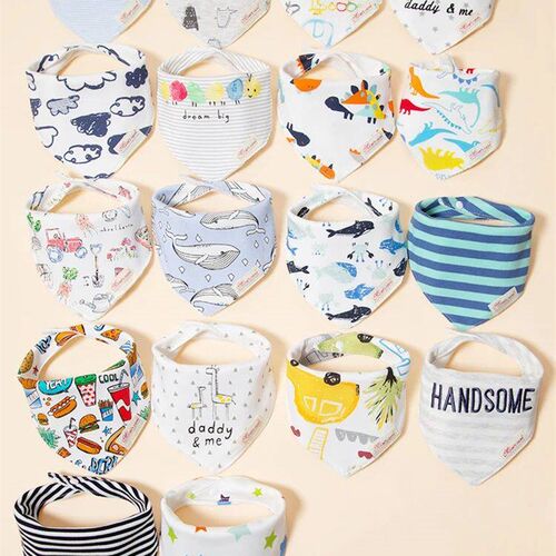 5PCS  Random baby bib triangle bib cartoon print Saliva towe