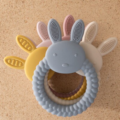 1Pcs Baby Teether Silicone Toy BPA Free Cartoon Rabbit Nursi