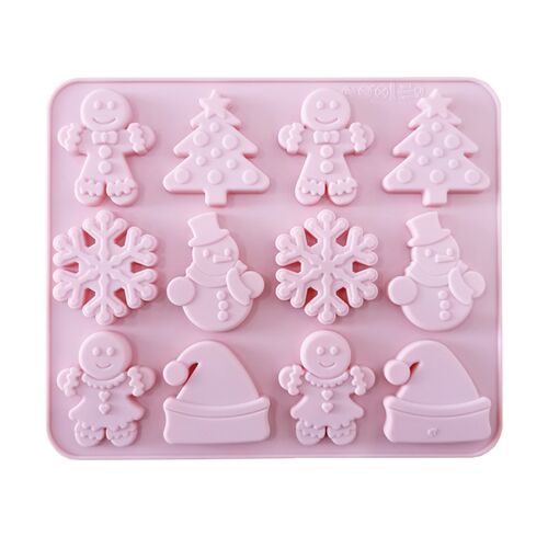 12 Cavities Christmas Snowman Silicone Mold Chocolate Cake M