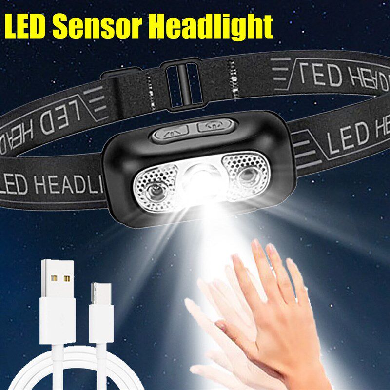 Portable Mini LED Headlamp USB Rechargeable Body Motion跨境