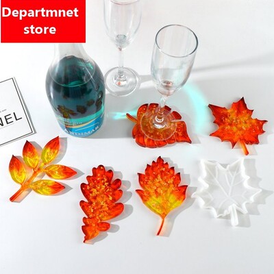 5pc Leaf Coaster Mold DIY Handmade Crystal Epoxy Mold Silico
