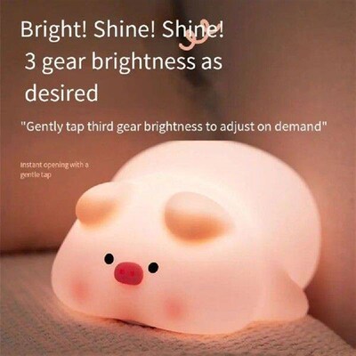 Cute Silicone Piggy Night Light LED Lying Flat Pig Pig