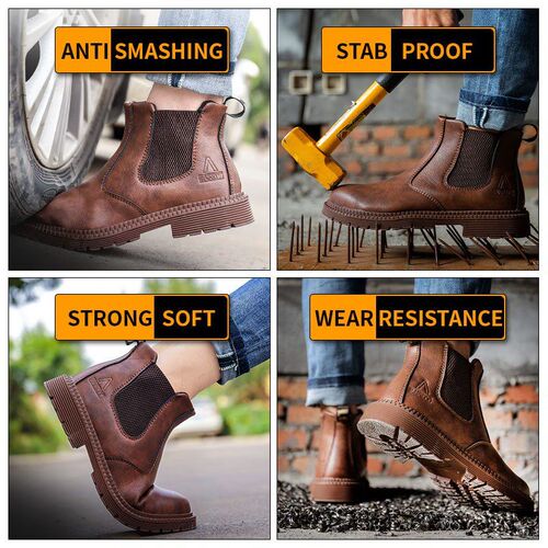 Waterproof Safety Work Shoes For Men Chelsea Steel Toe Shoes