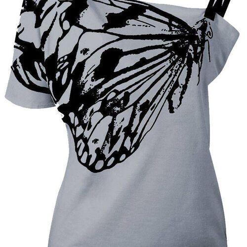 Large size Top Sexy Off Shoulder Summer Tshirt Women Print