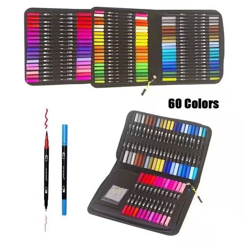 Watercolor Art Markers Brush Pen Dual Tip Fineliner Drawing