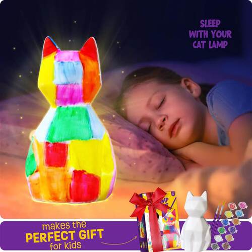 Paint Your Own Cat Lamp Kit Arts and Crafts Kids Night Light