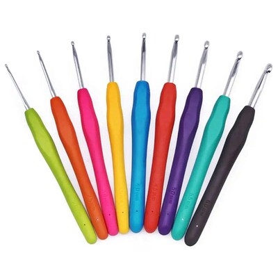 Silicone Soft Handle Crochet Knitting Needles Set Colorful S