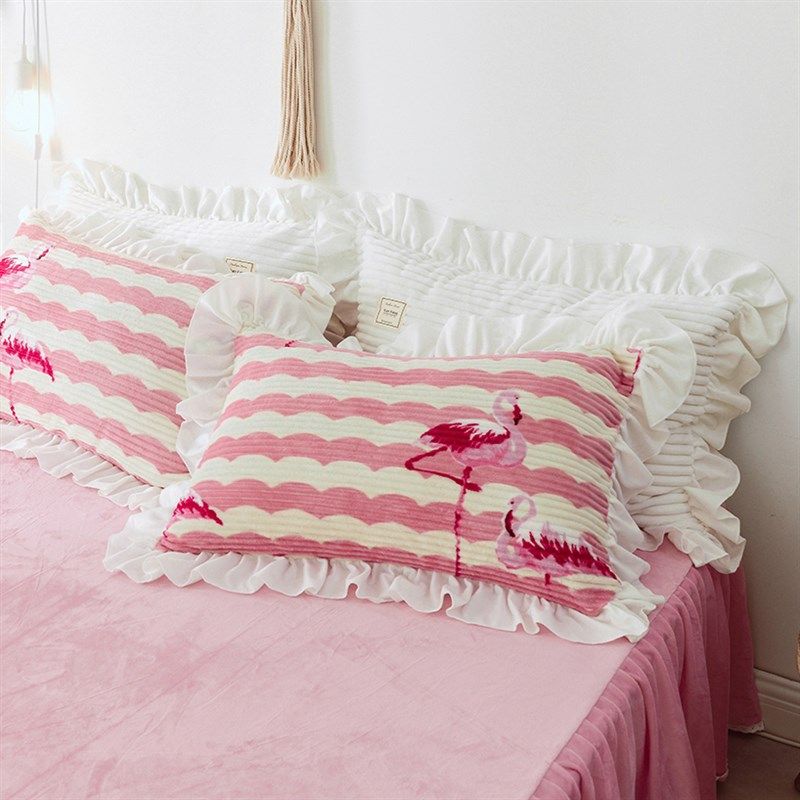 公主风兔兔绒枕荷叶花边枕头少女心秋冬季加绒单人枕一对装,床上用品,枕套,淘宝优惠券,粉丝福利购,淘宝优惠卷