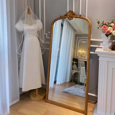 法式复古落地全身镜雕花欧式穿衣试衣镜实木壁挂壁炉卧室装饰镜子