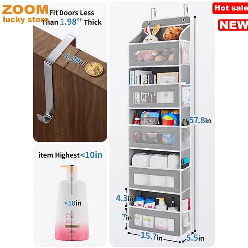 Over Door Organizer Storage,5 Shelf Hanging Capacity Pockets