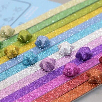 460Pcs Rainbow Star Foldable Paper Strips Pentagram Craft