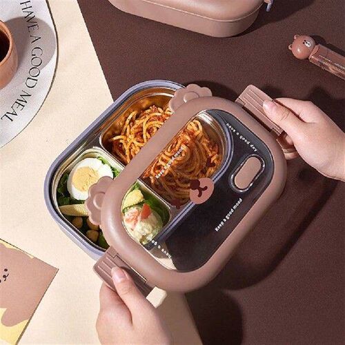 Stainless Steel Childrens Lunch Box 2 Compartments