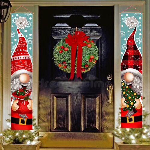 Christmas decoration shop window door couplet old man door w