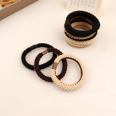 Two-color hair rope black hair ring large intestine ring fab