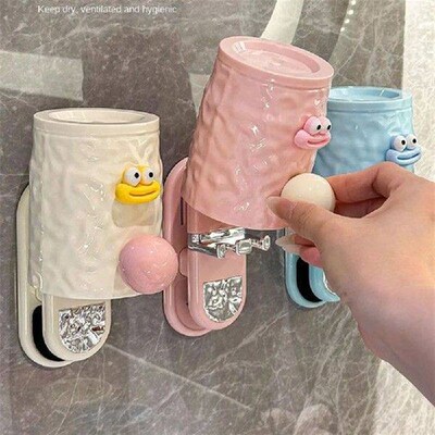 Wall Mounted Mouthwash Cup Punch-free Gargle Cup Toothbrush