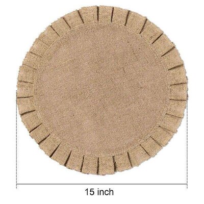 Burlap Round Braided Placemats Set of 6 for Tables,Heat