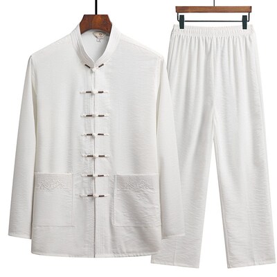 2025 tton And Linen Tang Suit Long-sleeved Suit Middle-aged