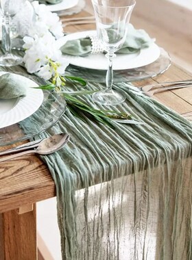 Semi-Sheer Gauze Table Runner Burlap Cheesecloth Table Setti