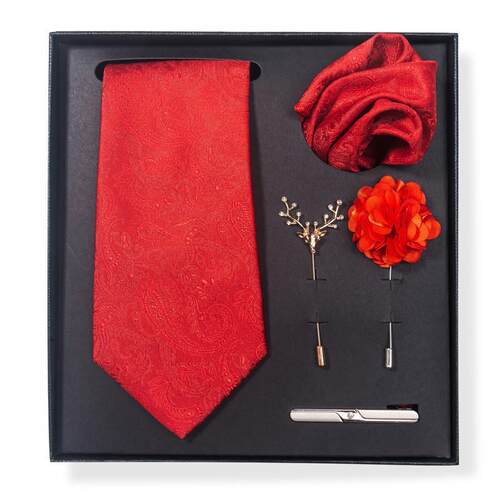 Tie mens trendy striped cashew chest flower tie gift box set