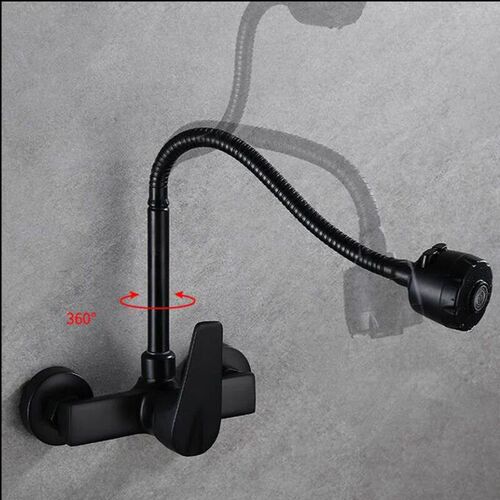 Onyzpily Free Shipping Black Brushed Kitchen Faucet Wall Mou
