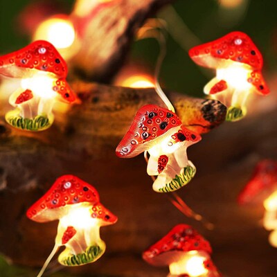 20/30 Leds Light 3D Mushroom Copper Wire Lights DIY Christma