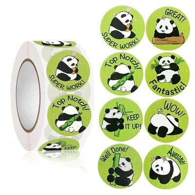 500 Pcs 2.5cm Cute Animal Panda Stickers Roll for kid reward