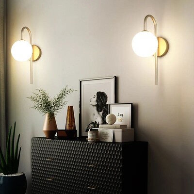 Minimalist LED Wall Lamp for Bedside Bedroom Indoor Glass Ba
