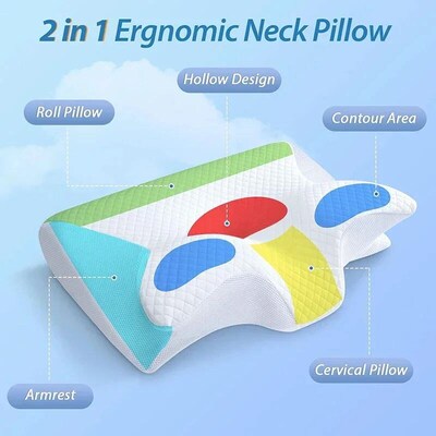New 2 in 1 Ergonomic Memory Foam pillow Help Sleep,Protect T