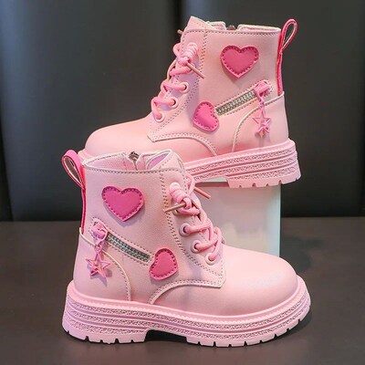 Girls Pink Cool Love Stitching Side Zipper Cute Princess Cas