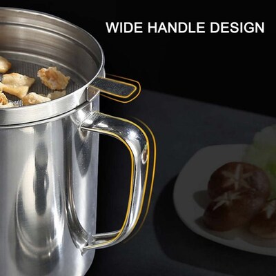 1.8/1.3L Stainless Steel Oil Strainer Pot Portable Container