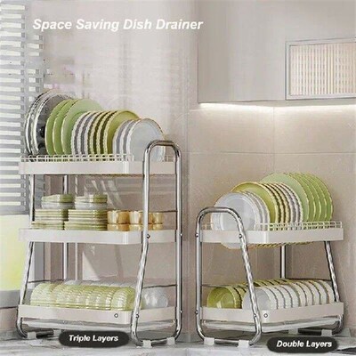 Kitchen Dish Drying Rack 2/3 Tiers Kitchen Storage Rack