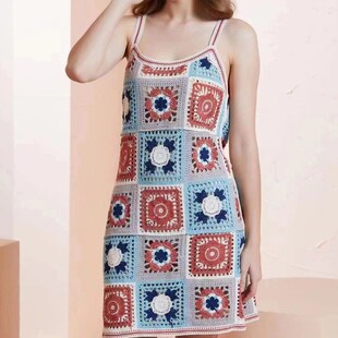 Crochet Spaghetti Strap Women Cami Beach Midi Dress Vacation