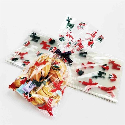50Pcs Christmas Gift Bags Christmas Candy Cookie Bags Santa
