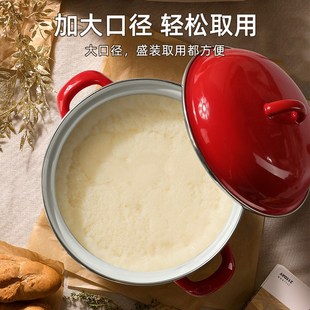 搪瓷猪油罐家用带盖耐高温耳老式荤油罐大容量储油盆装油食品级