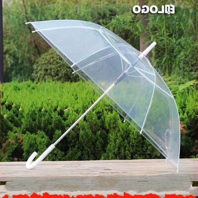 Folded white couple transparent umbrella plastic sun umbrell