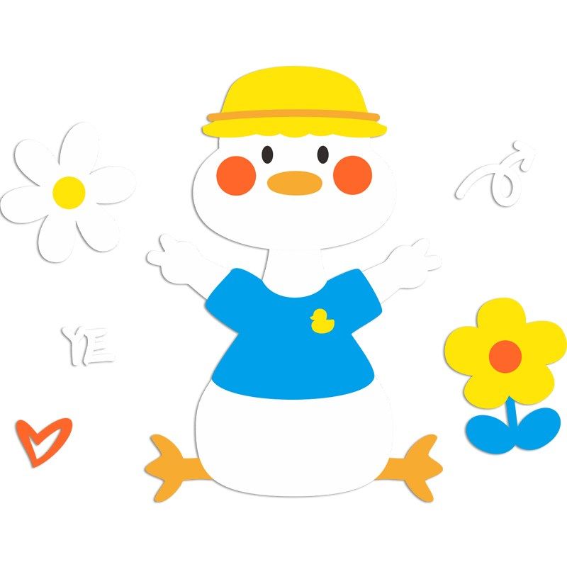 幼儿园儿童房墙面装饰卡通鸭墙贴纸立体美术教室走廊环境布置材料,家居饰品,软装墙贴,淘宝优惠券,粉丝福利购,淘宝优惠卷