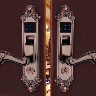 欧式金色开门智能锁复古指纹锁法式密码锁木门家用卧室内办公室