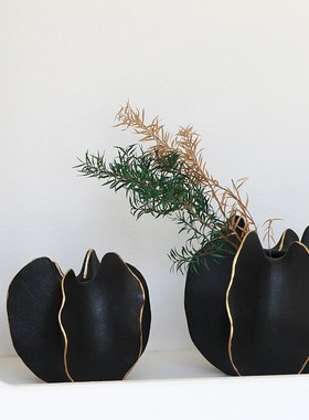 202杨桃陶瓷花瓶描金摆件工艺品酒店玄关装水桌面创意花插