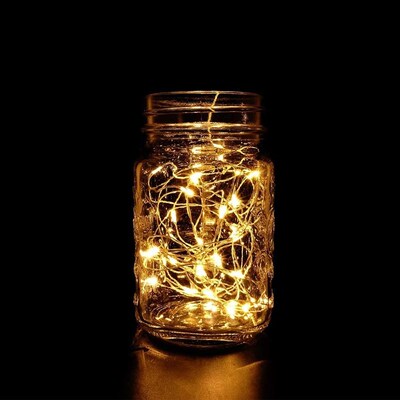 5pcs Solar Mason Jar Lights Solar Powered 20 LED Beads Fairy