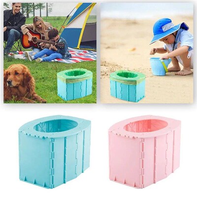 Portable Folding Toilet Commode Car Camping For Travel Bucke