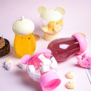 创意可爱蘑菇米奇烘焙曲奇溶豆饼干罐食品级塑料糖果罐包装 盒