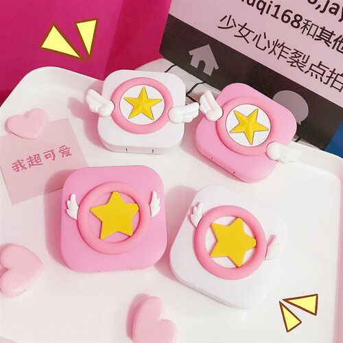 Mini Square Contact Lens Case Cartoon Star Sakura Wings Stor