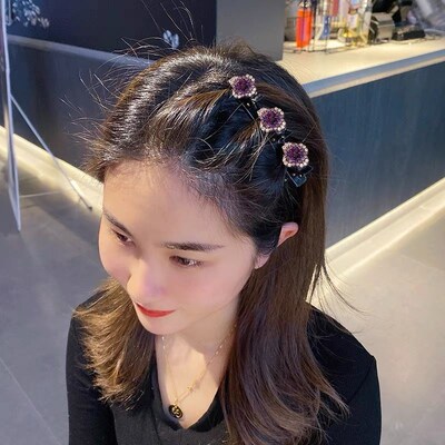2023 New Fashion Sparkling Crystal Stone Braided Hair Clips