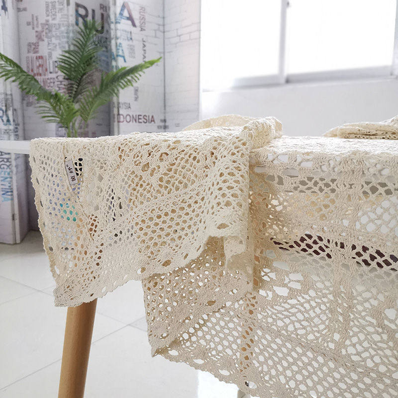 森系棉线钩针台布复古餐桌茶几盖巾花蕾丝针织盖布镂空流苏圆桌布,居家布艺,桌布,淘宝优惠券,粉丝福利购,淘宝优惠卷