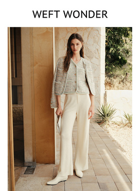 WEFT WONDER 2026年早春新款小香风幻彩花呢短外套针织开衫